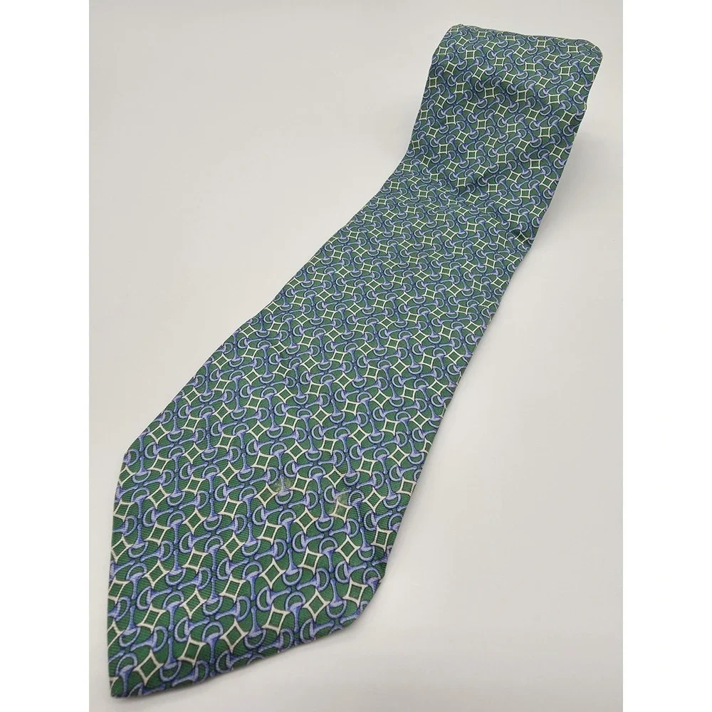 Brooks Brothers 346 Geometric Green Blue Tie 57